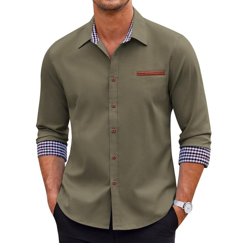 クーファンディ レディース トップス Tシャツ レギュラーフィット ボタンダウン デニム COOFANDY Men's Casual Dresshirt Button Down Shirts Regular fit Denim Work Classic Western Snap Army Green グリーン｜ReVida 店