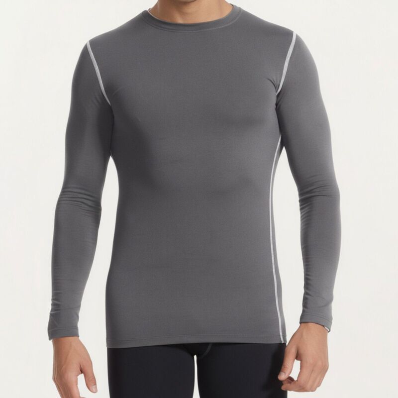 アンナカシ レディース トップス Tシャツ クルーネック コントラスト Anna-Kaci Men's Long Sleeve Crew Neck Compression Athletic Top with Stretch Fabric and Contrastitchingray グレー｜ReVida 店