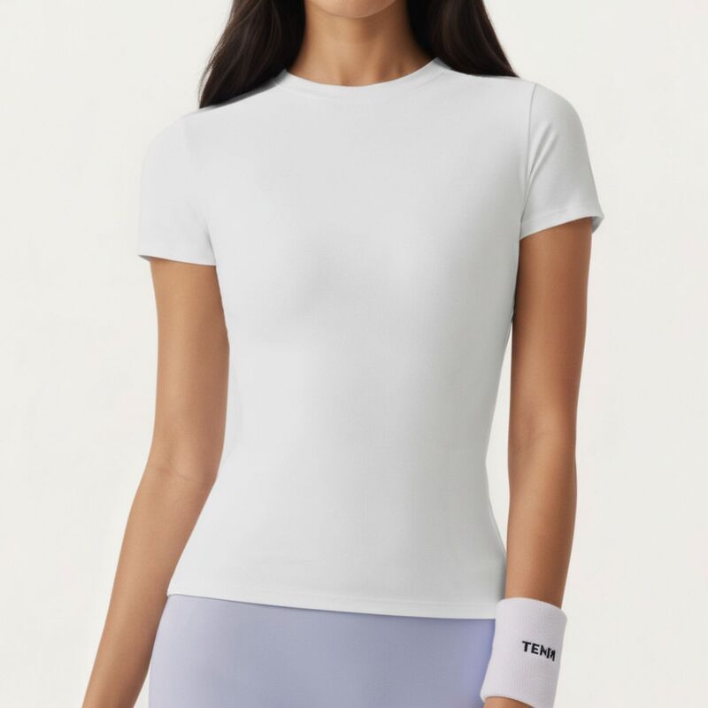 アンナカシ レディース トップス Tシャツ クルーネック Anna-Kaci Women'short Sleeve Fitted Active T Shirt with Crew Neck and Stretch Performance Fabric White ホワイト｜ReVida 店