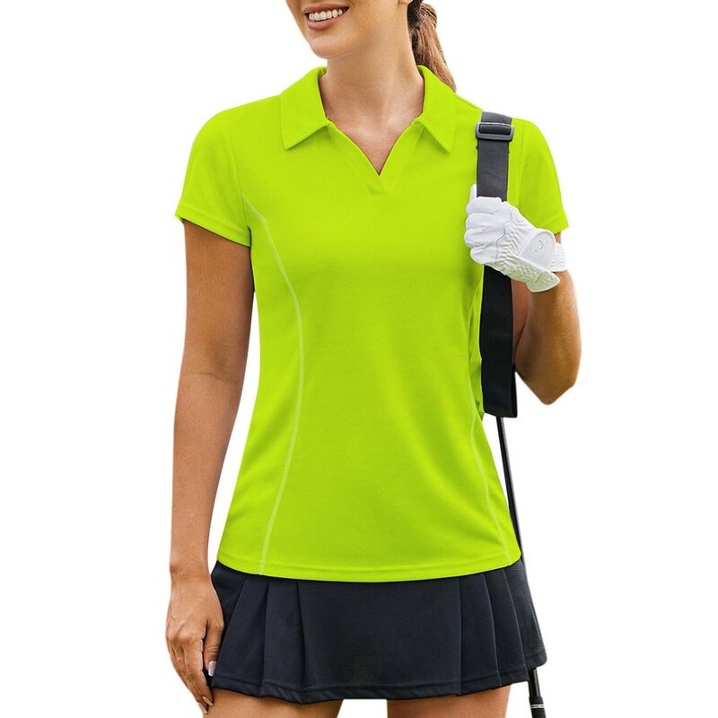 ピンぴかぴか光る レディース トップス プルオーバー PINSPARK Women\u0027short Sleeve Golf Polo Shirt Lightweight Sweat Wicking Tennis Pickleball Top Neon Green ネオン\\1