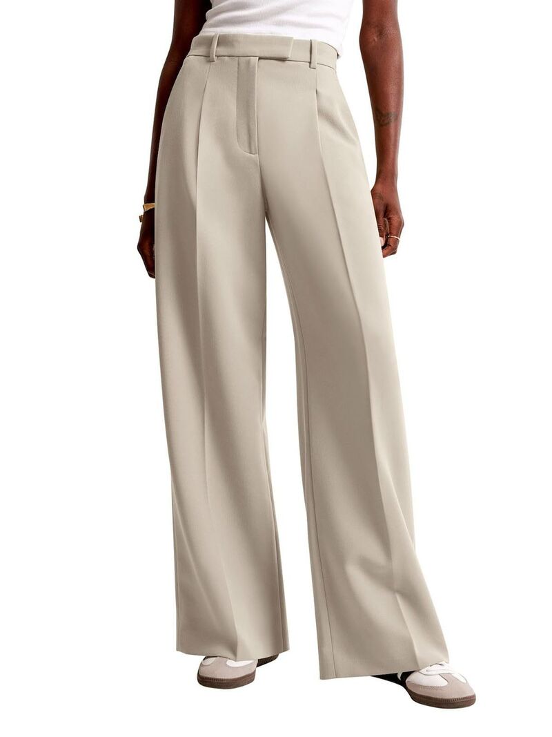 エリートチョイス レディース ボトムス カジュアルパンツ ワイドレッグ Elitechoice Women High Waisted Wide Leg Pants Business Casual Work Trousers Dressy Pants Apricot アプリコット|ReVida 店