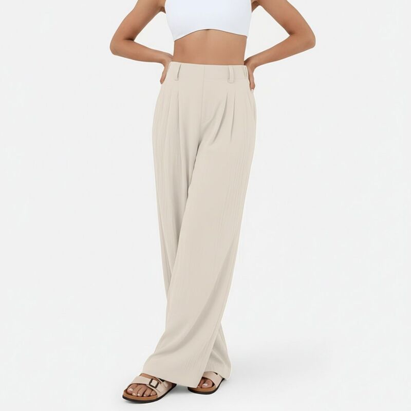 ボディサイズ レディース ボトムス カジュアルパンツ ワイドレッグ BODDYSIZE Women's Casual Wide Leg Pants Loose High Waisted Stretch Pants with Pockets Khaki カーキ｜ReVida 店