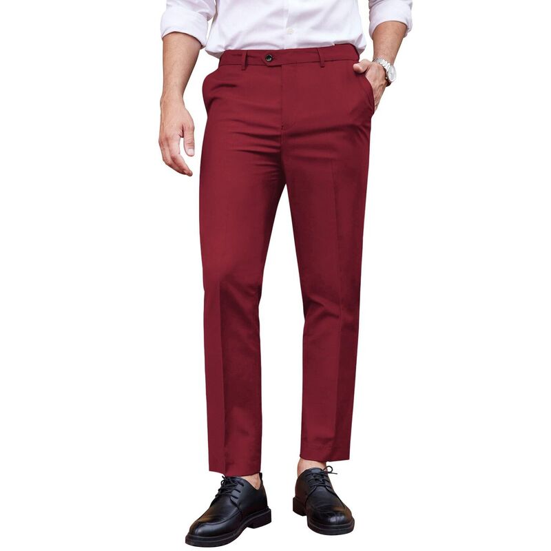 クーファンディ レディース ボトムス カジュアルパンツ COOFANDY Men' Classic Fit Dress Pants Flat Front Straight Formal Pants Wrinkle Freexpandable Wine Red レッド｜ReVida 店 10,485円