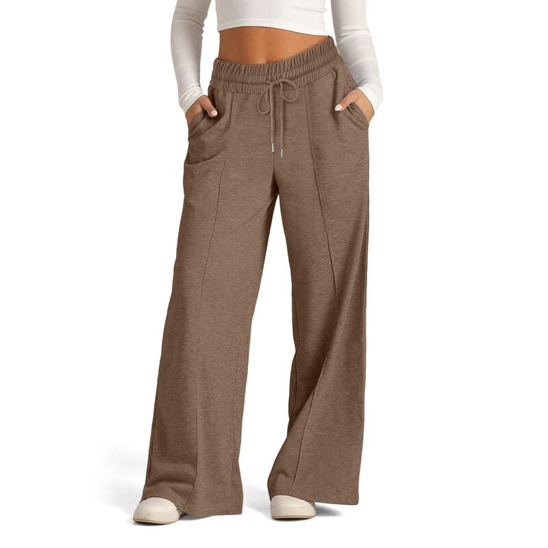 コジョイン レディース ボトムス カジュアルパンツ ワイドレッグ トラックパンツ スウェットパンツ Kojooin Womens Wide Leg Sweatpants Casualooselastic High Waistedrawstring Track Pants with Pocket Brown ブラウン|ReVida 店