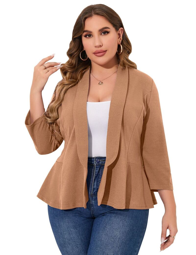 マキシスマーチ レディース アウター ジャケット・ブルゾン プラスサイズ カーディガン ブレザー Maxxis Merch Women's Plusize Casual Blazer Long Sleeve Open Front Work Office Cardigan Jackets Darkhaki カーキ｜ReVida 店