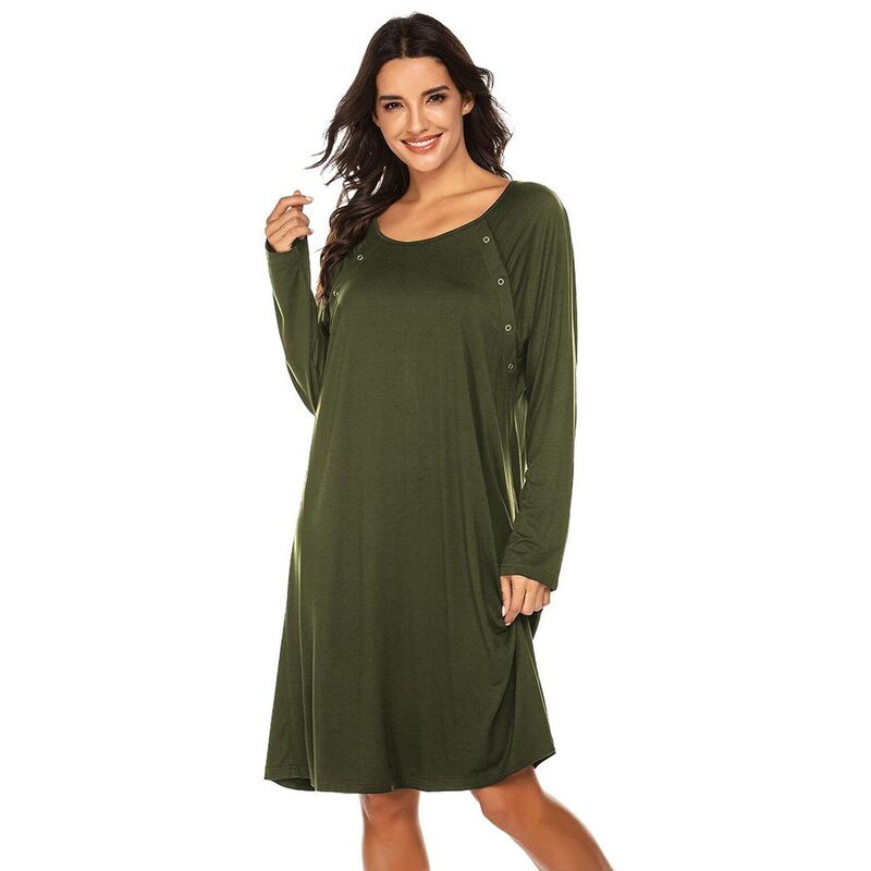 エコアー レディース アンダーお召しもの ナイト爵お召しもの マタニティ Ekouaer Maternity Nightgown Labor Delivery Nursingown Hospital Breastfeeding Dress Long Sleeve Green 緑であること