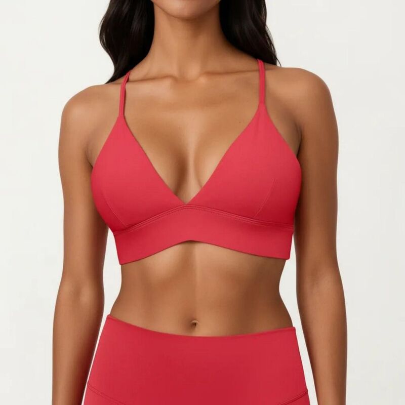 アンナカシ レディース アンダーウェア ブラジャー Anna-Kaci Women's Crisscross Back Sports Bra with Adjustable Strapstretch Support Athletic Workout Bra Red レッド｜ReVida 店