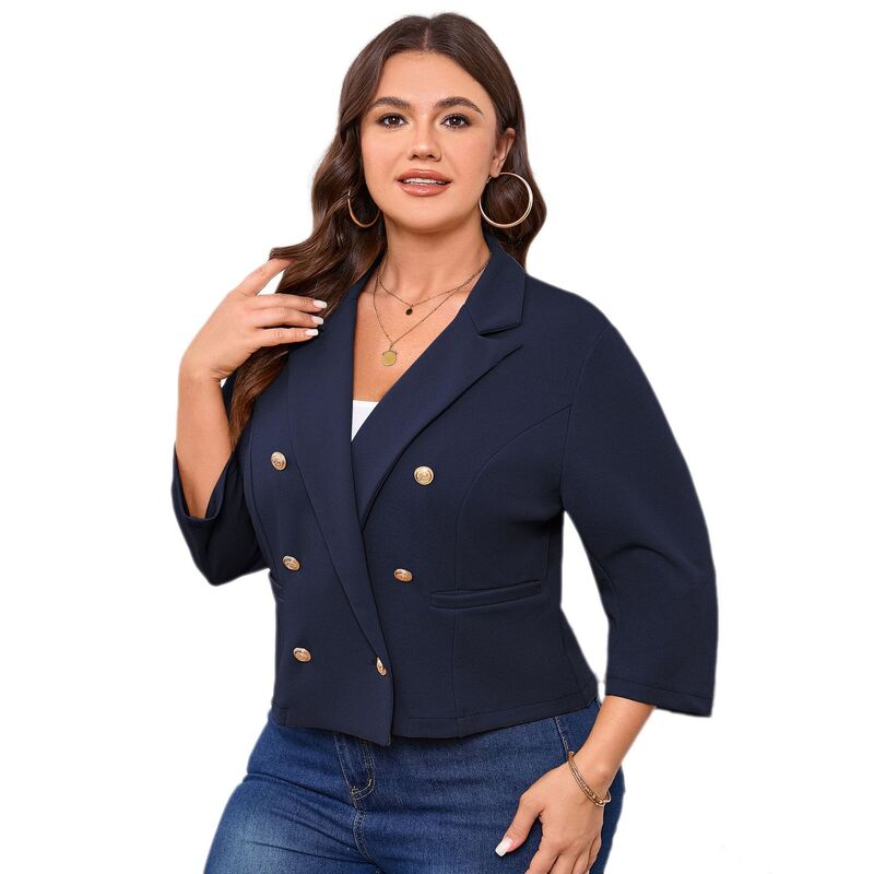 コジョイン レディース アウター 上衣・上衣 足し加える大きさ スポーツジャケット Kojooin Plusize Blazer for Women Business 3/4 Sleeve Button Front Jacket Navy Blue 米国海軍