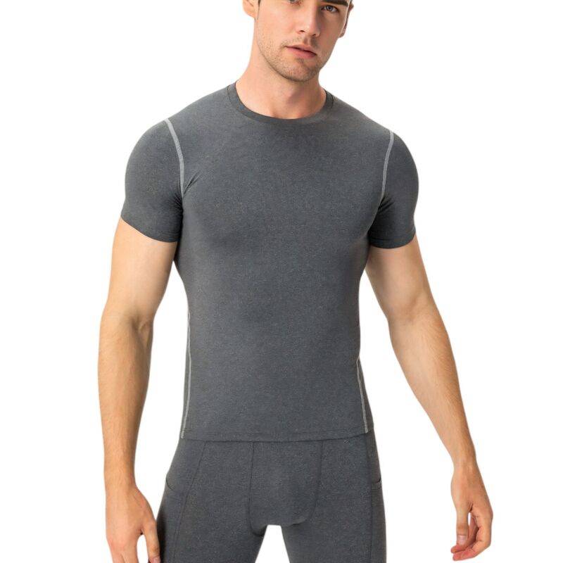 アンナカシ レディース トップス Tシャツ Anna-Kaci Menshort Sleeve Compression Shirt with Stretch Fit and Moisture-Wicking Fabric Gray グレー|ReVida 店