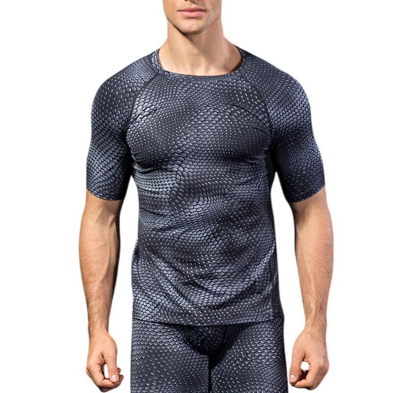 アンナカシ レディース トップス Tシャツ Anna-Kaci Mens Honeycomb Textured Compression Shirt with Short Sleeves and Stretch Fit Light Grey グレー|ReVida 店