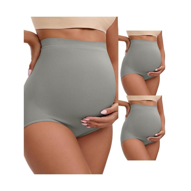 インスパイア 今めかしい レディース アンダーお召しもの ズボン下 御機嫌酉の方角 マタニティ INSPIRE CHIC 3 Packs Women\u0027s High Waist Maternity Briefs Hip Lifter Seamless Comfortable Pregnancy Ladies Panties Gray 薄墨色