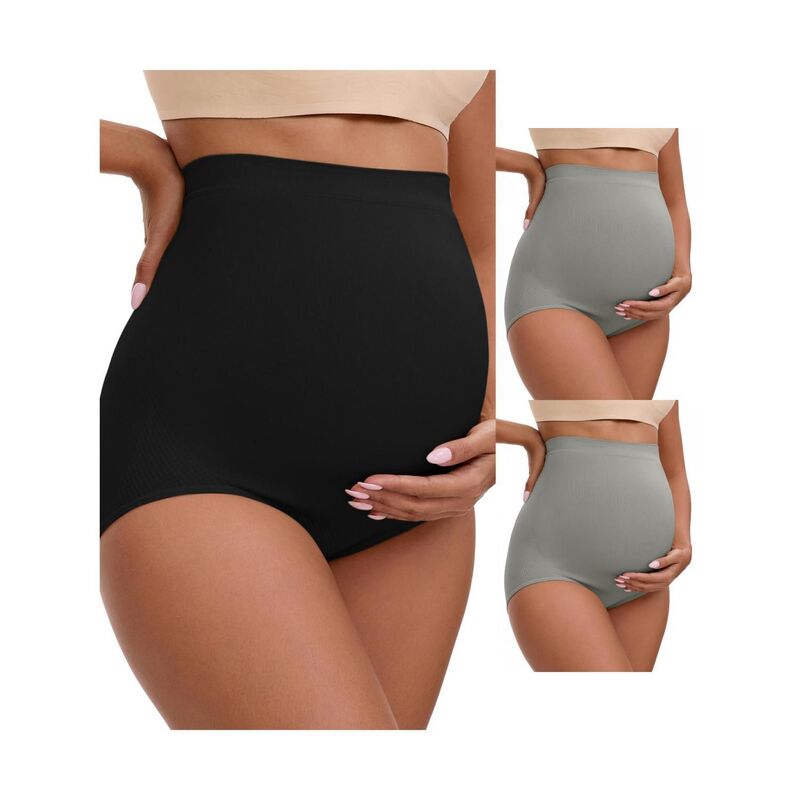 インスパイア 今めかしい レディース アンダーお召しもの ズボン下 御機嫌酉の方角 マタニティ INSPIRE CHIC 3 Packs Women\u0027s High Waist Maternity Briefs Hip Lifter Seamless Comfortable Pregnancy Ladies Panties Gray Black 黒いこと