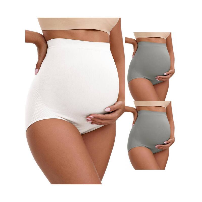 インスパイア 今めかしい レディース アンダーお召しもの ズボン下 御機嫌酉の方角 マタニティ INSPIRE CHIC 3 Packs Women\u0027s High Waist Maternity Briefs Hip Lifter Seamless Comfortable Pregnancy Ladies Panties Gray White 白いこと