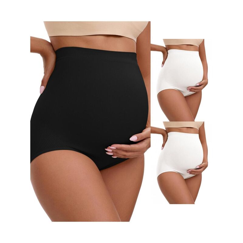 インスパイア 今めかしい レディース アンダーお召しもの ズボン下 御機嫌酉の方角 マタニティ INSPIRE CHIC 3 Packs Women\u0027s High Waist Maternity Briefs Hip Lifter Seamless Comfortable Pregnancy Ladies Panties White Black 白いこと