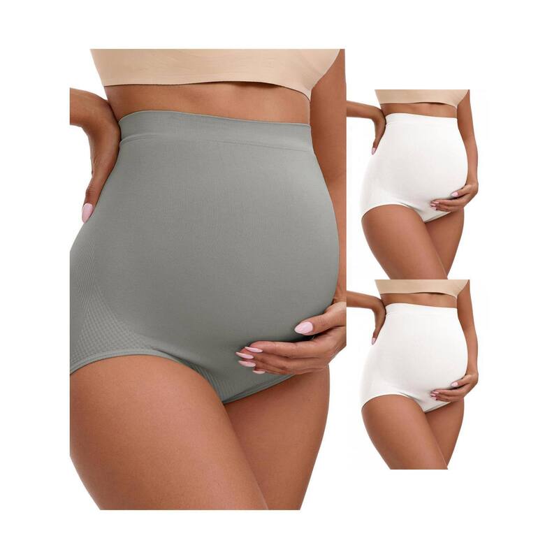 インスパイア 今めかしい レディース アンダーお召しもの ズボン下 御機嫌酉の方角 マタニティ INSPIRE CHIC 3 Packs Women\u0027s High Waist Maternity Briefs Hip Lifter Seamless Comfortable Pregnancy Ladies Panties White Gray 白いこと