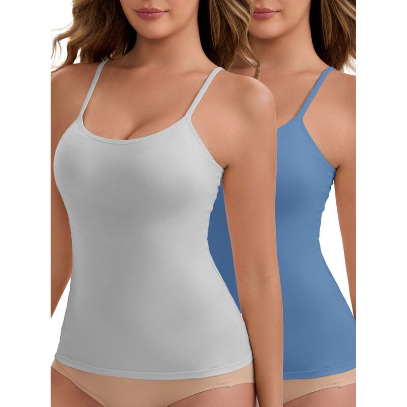 インスパイア シック レディース トップス Tシャツ INSPIRE CHIC Women's Modal Adjustable Spaghetti Straps Padded Tank Top Round Neck Casual Camisole 2 Packs Blue Grey グレー｜ReVida 店