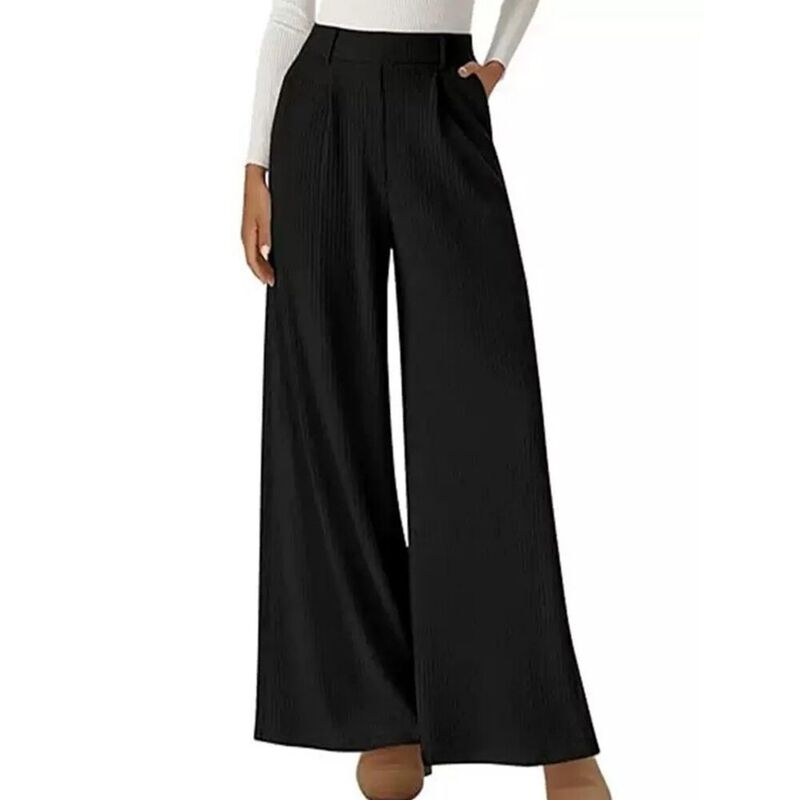 イエスファッション レディース ボトムス カジュアルパンツ ワイドレッグ ハイウエスト Yesfashion Women's Wide Leg Pants Elastic High Waist Causalounge Palazzo Pantrousers with Pockets Black ブラック|ReVida 店