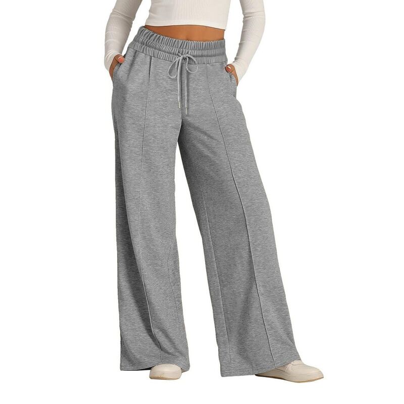 ボディサイズ レディース ボトムス カジュアルパンツ ワイドレッグ スウェットパンツ BODDYSIZE Women Wide Leg Sweatpants Elastic Drawstring Straight Sweatpants Lowaist Baggy Lounge Pants Pocket Grey グレー|ReVida 店