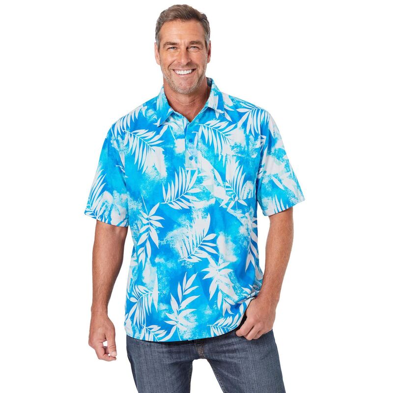 キングサイズ レディース トップス Tシャツ ポロシャツ トール ジャージー KingSize Men's Big & Tallightweight Jersey Polo Blue Tie Dye Leaves ブルー|ReVida 店