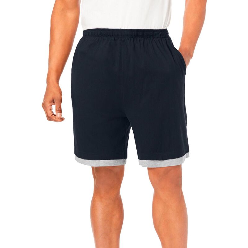 キングサイズ レディース ボトムス ハーフパンツ・ショーツ トール ショートパンツ ダウン ジャージー KingSize Men's Big & Tall Hang-Down Lightweight Jersey Shorts Black ブラック|ReVida 店