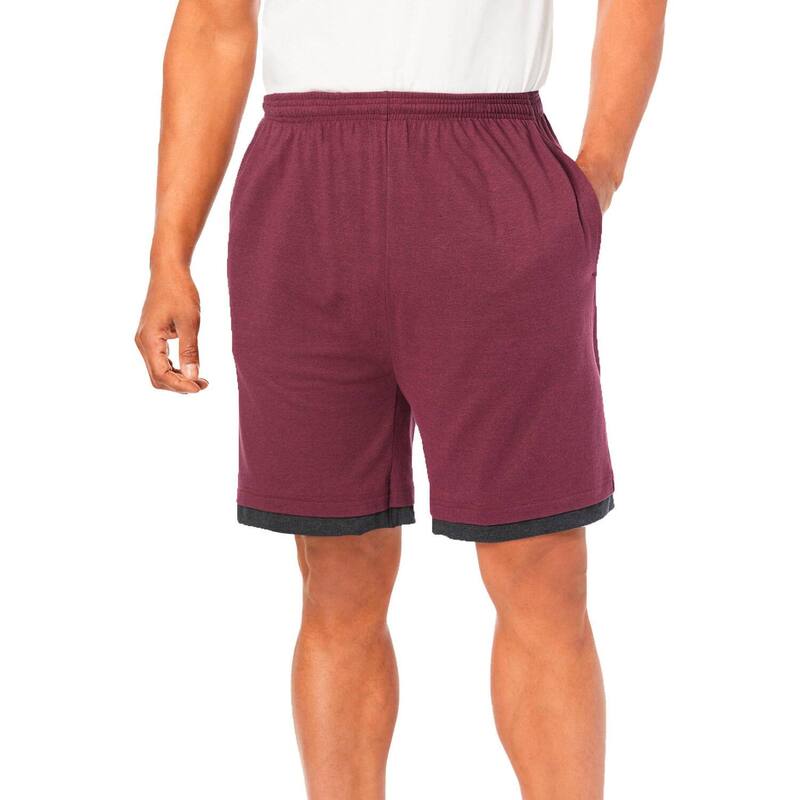 キングサイズ レディース ボトムス ハーフパンツ・ショーツ トール ショートパンツ ダウン ジャージー KingSize Men's Big & Tall Hang-Down Lightweight Jersey Shorts Heather Deep Burgundy ヘザー|ReVida 店