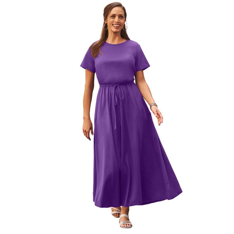 ジェシカロンドン レディース トップス ワンピース プラスサイズ マキシ Jessica London Women\'s Plusize Drawstring Maxi Dress Purple Orchid パープル｜ReVida 店