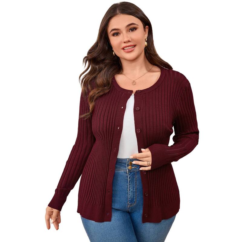 セオリア レディース アウター ニット・セーター ボタンダウン プラスサイズ カーディガン ダウン ジャケット Seoria Women Plusize Cardigan Button Down Sweater Lightweight Jacket Red レッド｜ReVida 店