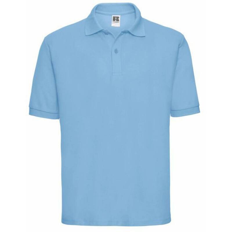ジャージーズ レディース トップス Tシャツ ポロシャツ コットン JERZEES Russell Mens Classic Short Sleeve Polycotton Polo Shirt Sky Blue ブルー｜ReVida 店
