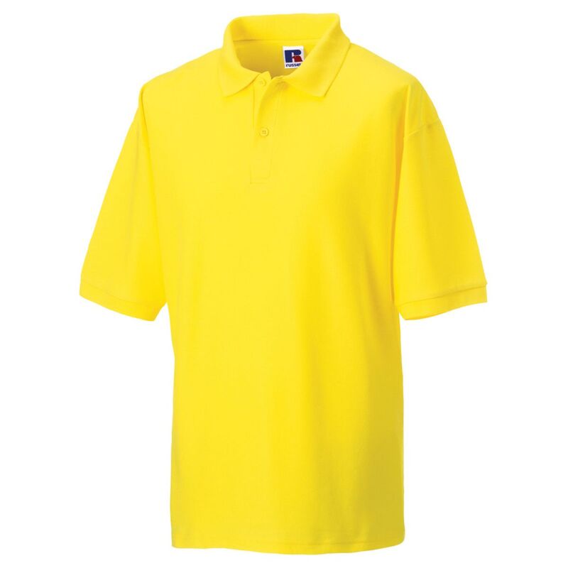 ジャージーズ レディース トップス Tシャツ ポロシャツ コットン JERZEES Russell Mens Classic Short Sleeve Polycotton Polo Shirt Yellow イエロー｜ReVida 店