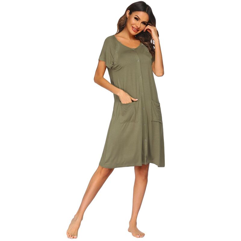 エコアー レディース アンダー御召しもの ナイト爵御召しもの マタニティ Ekouaer Labor Delivery Hospital Gownursing Dress Maternity Nightgown Sleepwear Green 緑であること