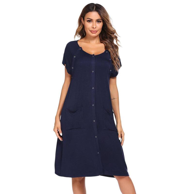 エコアー レディース アンダー御召しもの ナイト爵御召しもの マタニティ Ekouaer Labor Delivery Hospital Gownursing Dress Maternity Nightgown Sleepwear Navy Blue 米国海軍