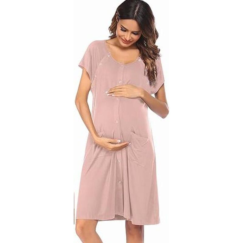 エコアー レディース アンダー御召しもの ナイト爵御召しもの マタニティ Ekouaer Labor Delivery Hospital Gownursing Dress Maternity Nightgown Sleepwear Pink サクラ色