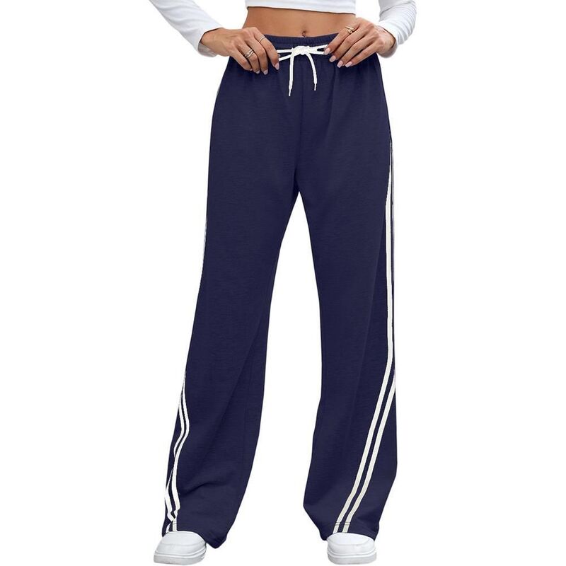 コジョイン レディース ボトムス カジュアルパンツ ワイドレッグ トラックパンツ スウェットパンツ Kojooin Women Side Stripe Track Pants Wide Leg Drawstring Loose Sweatpants Navy Blue ネイビー|ReVida 店