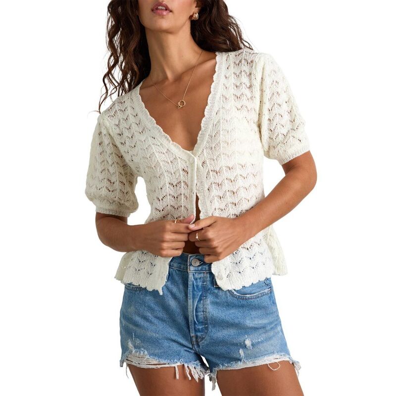 ボディサイズ レディース アウター ニット・セーター ボタンダウン カーディガン ダウン クロップド BODDYSIZE Women'short Sleeve Cardigan Button Down Open Knit Cropped Cardigan Lightweight Sweater Cover Up Apricot アプリコット｜ReVida 店