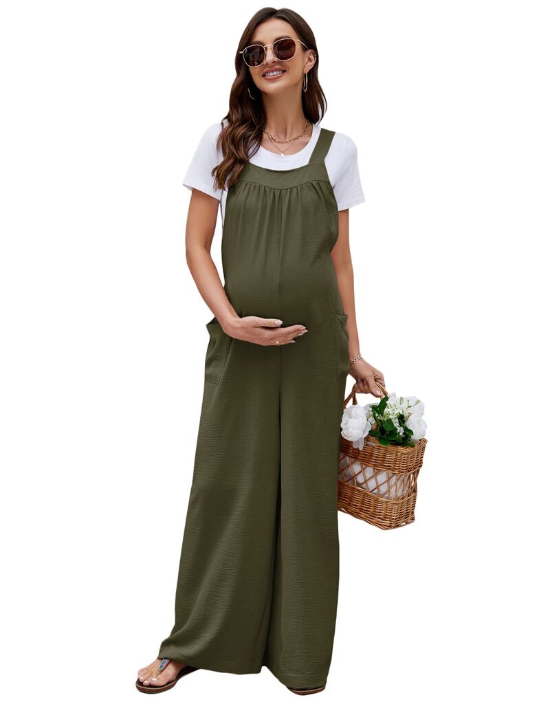 ファンジュライ レディース トップス ワンピース ノースリーブ ジャンプスーツ マタニティ FUNJULY Women's Maternity Jumpsuit Sleeveless Tie Loose Jumpsuit With Pockets Workwearmy Green グリーン｜ReVida 店 10,904円
