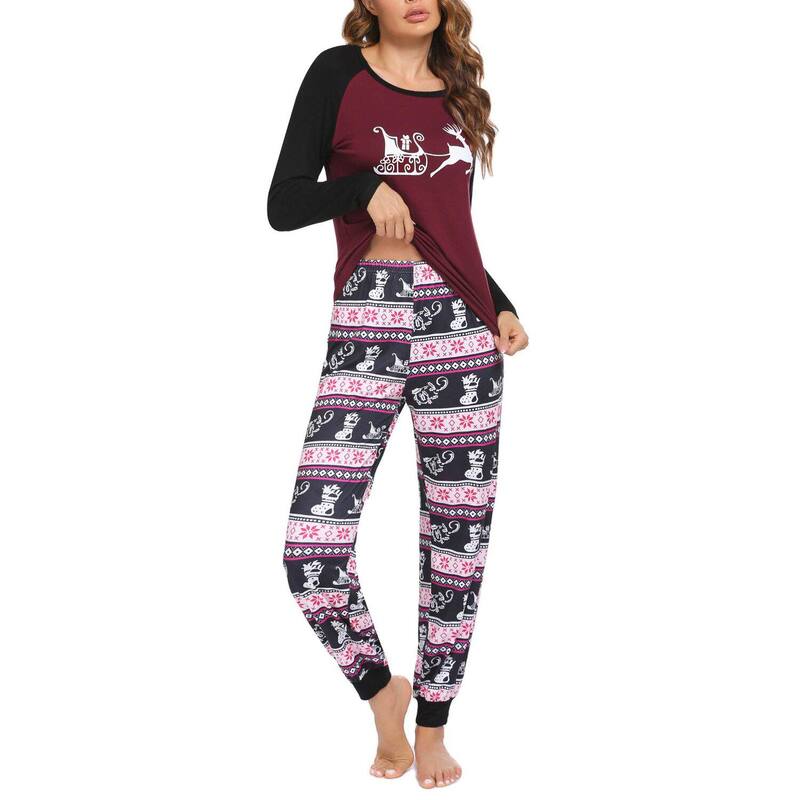 エコアー レディース アンダー御召しもの ナイト爵御召しもの 刷り上げる ズボン下 Ekouaer Women\u0027s Pajama Set Christmas Pjs Long Sleeve Printops and Pajamas Pantsoft Sleepwear Set Christmas Color