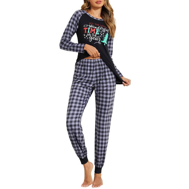エコアー レディース アンダー御召しもの ナイト爵御召しもの 刷り上げる ズボン下 Ekouaer Women\u0027s Pajama Set Christmas Pjs Long Sleeve Printops and Pajamas Pantsoft Sleepwear Set Pat Green Plaid Snow 緑であること
