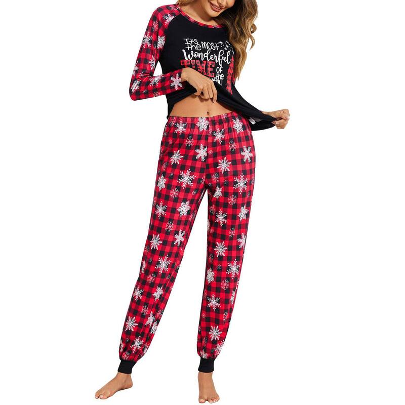 エコアー レディース アンダー御召しもの ナイト爵御召しもの 刷り上げる ズボン下 Ekouaer Women\u0027s Pajama Set Christmas Pjs Long Sleeve Printops and Pajamas Pantsoft Sleepwear Set Pat Red Plaid 赤いこと