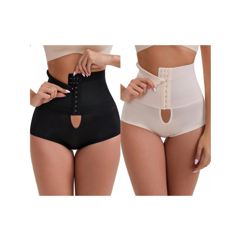 インスパイア シック レディース ボトムス カジュアルパンツ ショートパンツ ハイウエスト INSPIRE CHIC 2 Packs Women's High-Waisted Shaper Knickers Front Hook Tummy Control Half-Hip Shaping Shorts Black White ホワイト|ReVida 店