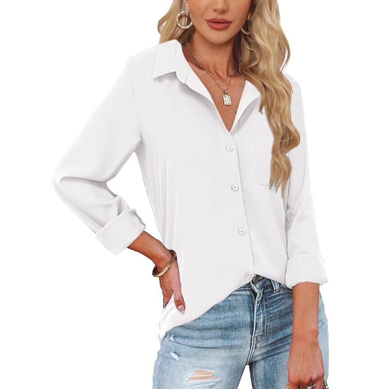 ジーグー レディース トップス プルオーバー 名取り草落ちこむ トップ Zeagoo Women\u0027s Long Sleeve Button Down Dresshirts Classicollared Work Office Blouse with Pocket White 白いこと