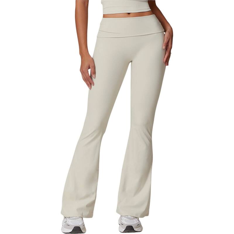 アンナカシ レディース ボトムス カジュアルパンツ ハイウエスト Anna-Kaci Women's Flared High Waist Yoga Pants for Activewear and Everyday Comfort Ivory アイボリー｜ReVida 店
