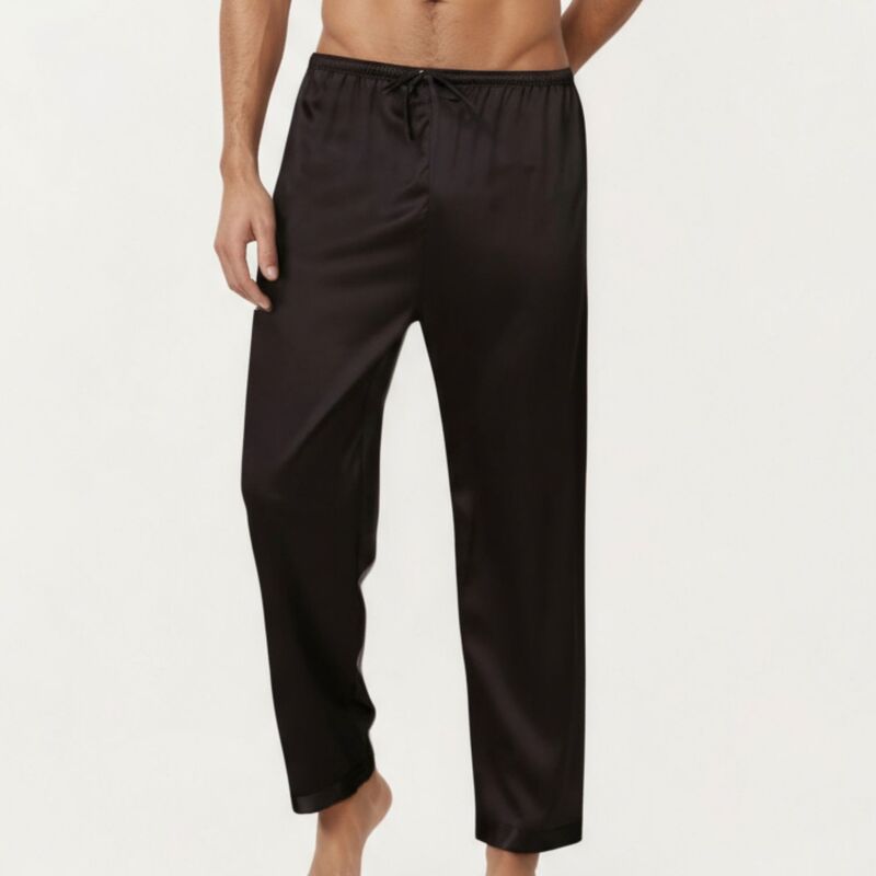 アンナカシ レディース アンダー御召しもの ナイト爵御召しもの ズボン下 繻子 Anna-Kaci Men\u0027satin Lounge Pants with Elastic Waistband Straight-Leg Fit Black 黒いこと
