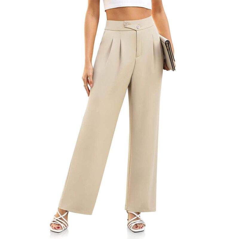 コジョイン レディース ボトムス 心地よいズボン下 御機嫌酉の方角 Kojooin Women\u0027s High-Waisted Wide-Leg Dress Pants with Pockets Business Casual Trousers Apricot 杏