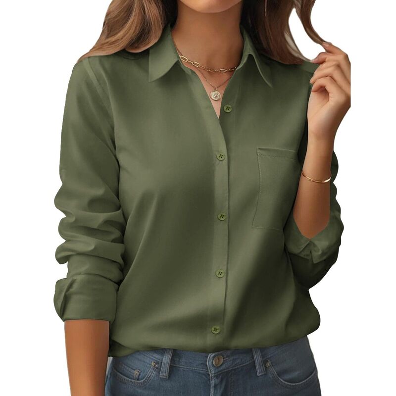 ジーグー レディース トップス シャツ ボタンダウン フラワー柄 ダウン フラワー Zeagoo Women's Business Casual Button Down Floral Shirts Long Sleeve Work Tops Green グリーン|ReVida 店
