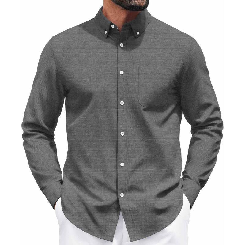 クーファンディ レディース トップス Tシャツ ボタンダウン COOFANDY Men's Button Down Shirts Long Sleeve Casual Shirts Business Dresshirts Grey グレー|ReVida 店
