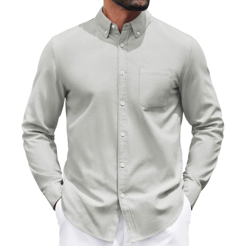 クーファンディ レディース トップス Tシャツ ボタンダウン COOFANDY Men's Button Down Shirts Long Sleeve Casual Shirts Business Dresshirts Light Grey グレー｜ReVida 店