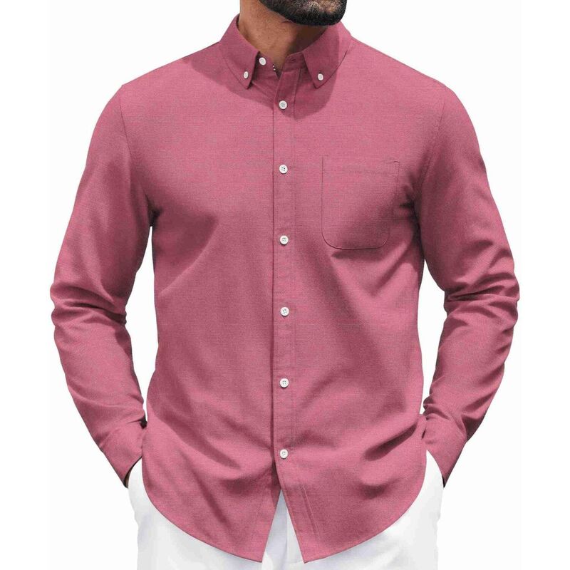 クーファンディ レディース トップス Tシャツ ボタンダウン COOFANDY Men's Button Down Shirts Long Sleeve Casual Shirts Business Dresshirts Red レッド|ReVida 店