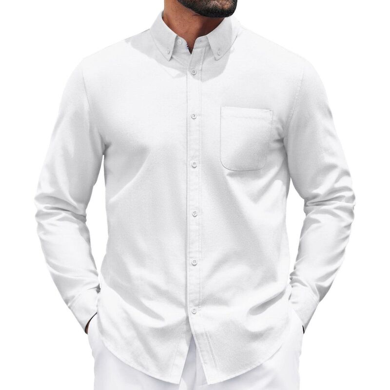 クーファンディ レディース トップス Tシャツ ボタンダウン COOFANDY Men's Button Down Shirts Long Sleeve Casual Shirts Business Dresshirts White ホワイト|ReVida 店