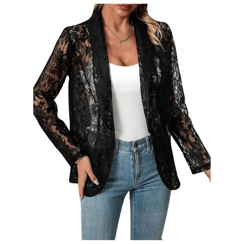 上半身大きさ レディース アウター 上衣・上衣 御花柄 ジレー スピード競技 御花 BODDYSIZE Women ’ s Open Front Lace Cardigan Long Sleeve Floral Crochet Shrug Cover Ups Black 黒いこと