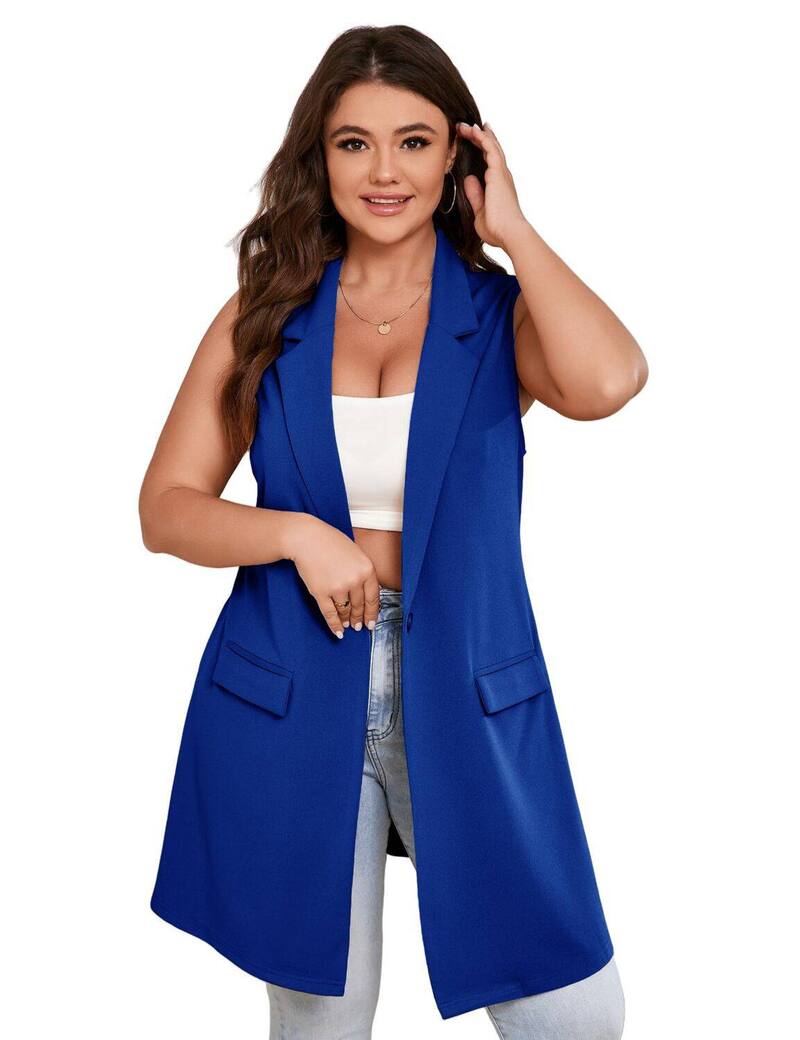 エリートチョイス レディース アウター 上衣・上衣 足し加える大きさ より良い Elitechoice Women\u0027s Plusize Lightweight Long Vest Open Front with Pocketsapphire Blue 青色